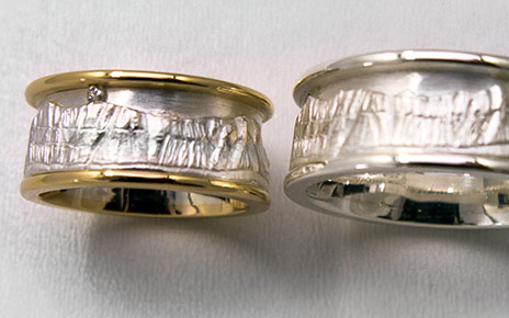 Ringe mit Hohgant aus Silber und mit Goldrändern